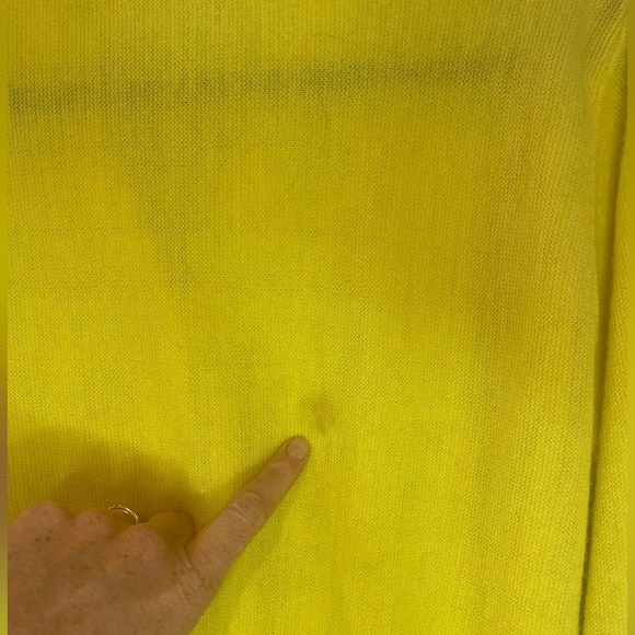 Vintage Lacoste 100% Wool Knit Oversized Button Up V-Neck Sweater Neon Yellow - Picture 9 of 11